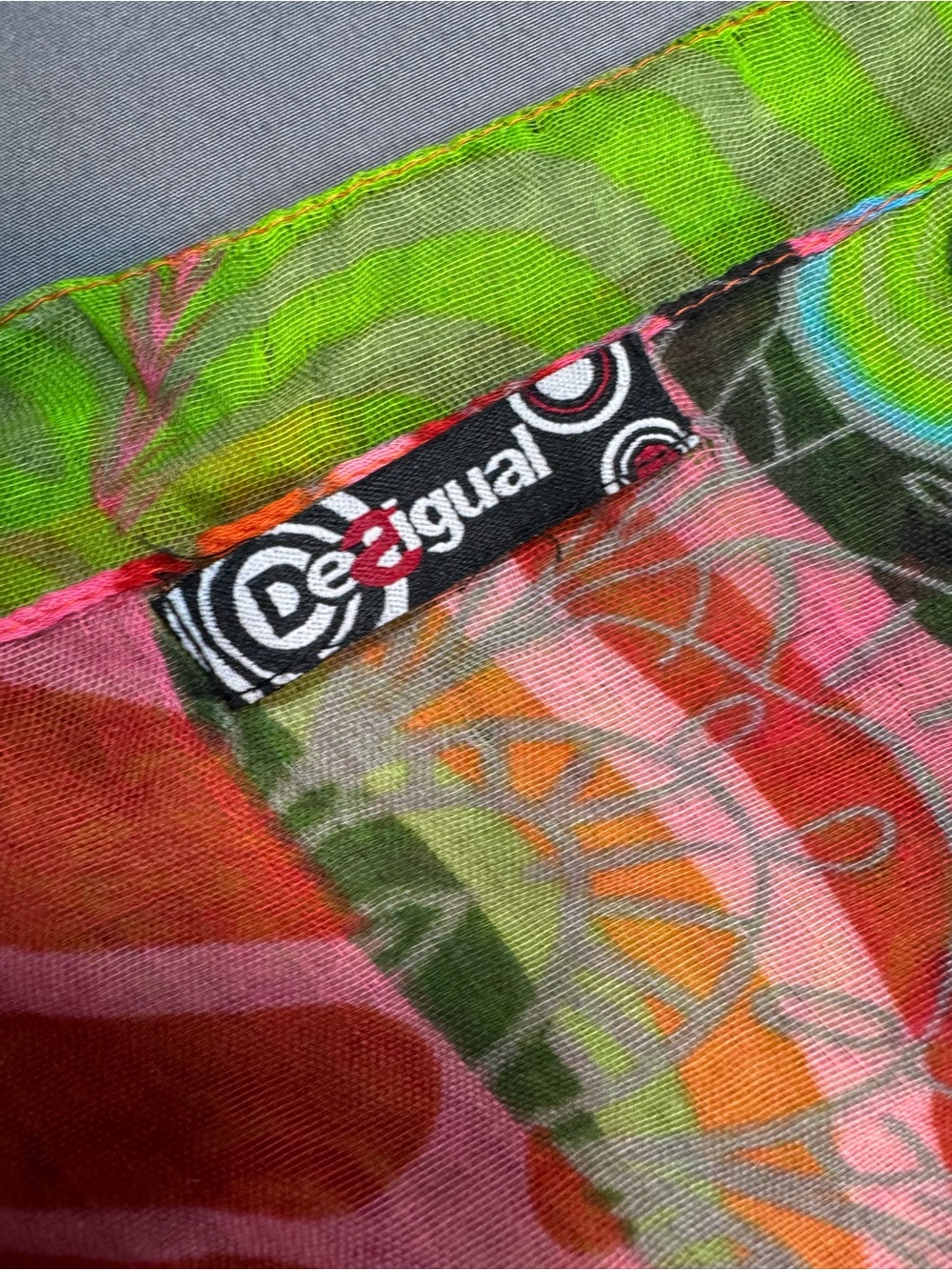 Desigual Multicolor Floral Shawl in Pink Orange Green - Picture 3 of 7